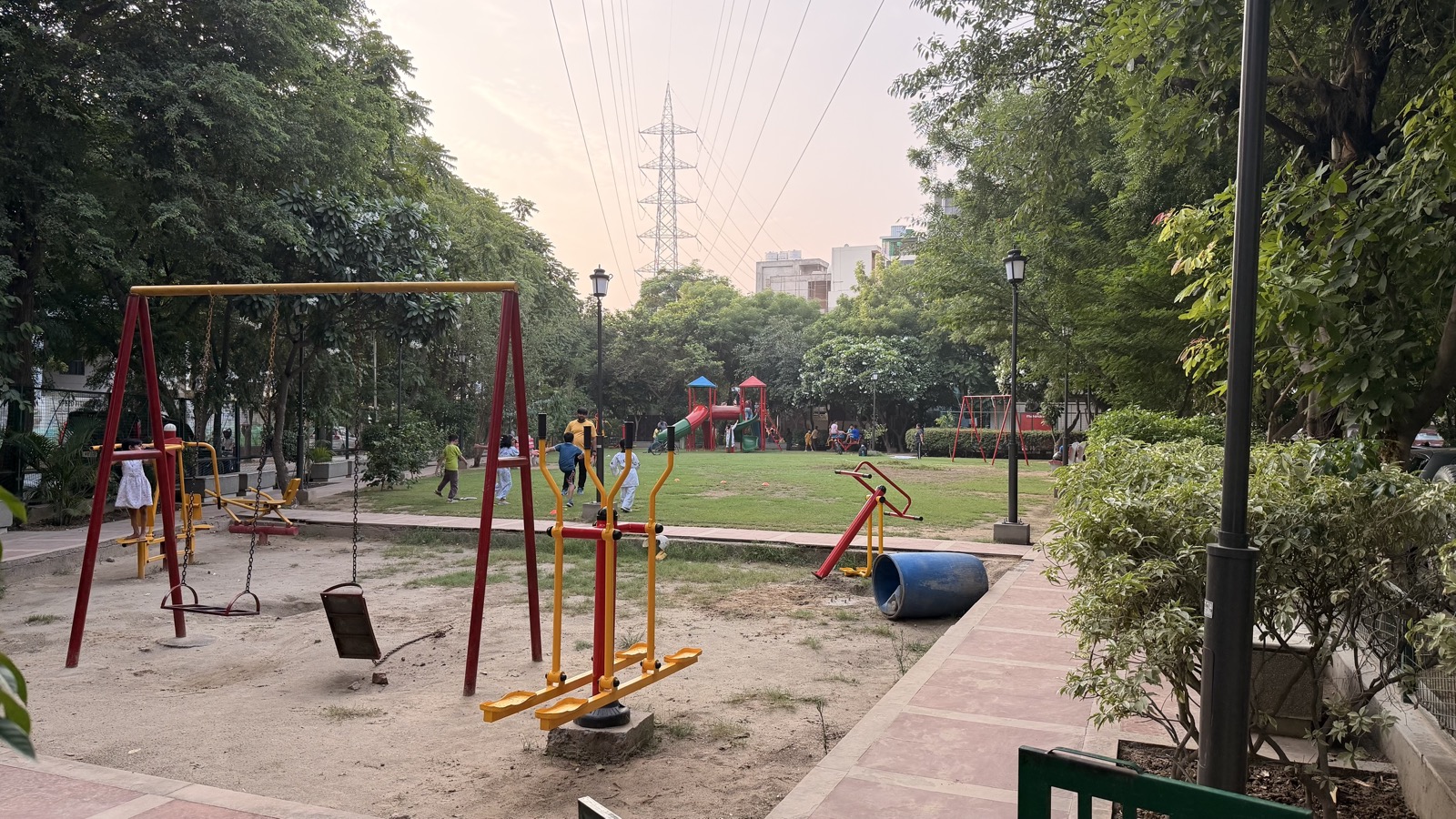 Open green garden lawn and park surroundings